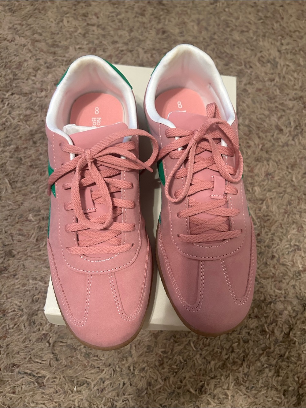 No Boundaries Pink Sneakers with Green Accent